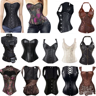 £22.79 • Buy Steampunk Boned Corset Waist Training Gothic Lace Up Overbust Costume Basques UK