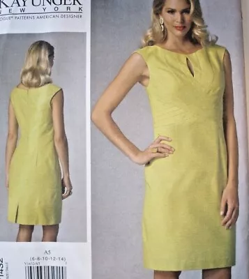 Vogue 1432 Pattern Misses Shaped Panels W/Keyhole Neck Dress Sz 6-14 Or 14-22 • $10.99