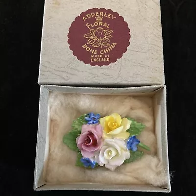 £8 • Buy Vintage Adderley English China Flower Floral Brooch Pin