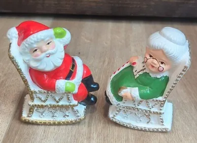 $12.99 • Buy Vintage Santa & Mrs. Claus On Rocking Chairs Salt & Pepper Shakers Ceramic