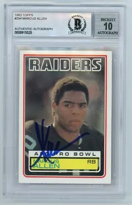 Marcus Allen 1983 Topps Football Autograph Auto Rookie Card #294 - BAS 10 • $107.96