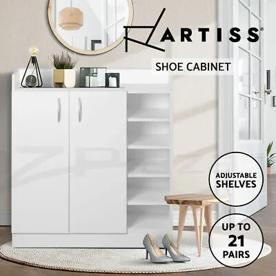$98.96 • Buy Artiss Shoe Cabinet Wood Storage Rack Shoes Organiser 2 Doors Shelf Cupboard