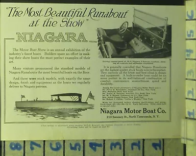 1917 Niagara Motor Runabout Boat Nautical Watercraft Ship    Bd58 • $31.95