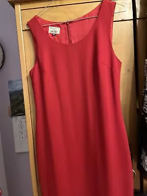 Vintage Hobbs Dress UK 8 Red Fitted Pencil Knee Length 100% Wool Marilyn Anselm • £22