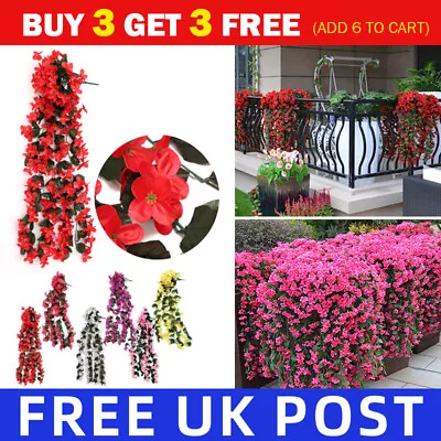 Artificial Fake Hanging Flowers Vine Plant Home Garden Indoor Outdoor Decor UK • £4.98