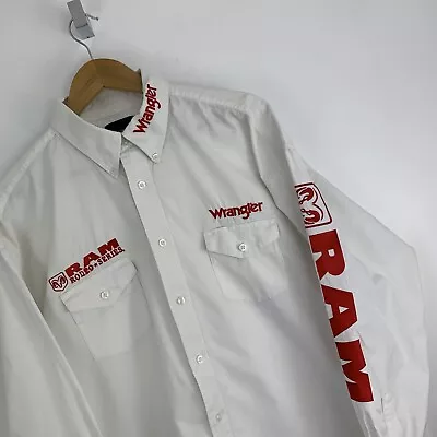 Wrangler Shirt Mens XL RAM Rodeo Series Embroidery White Western Cowboy Country • £40
