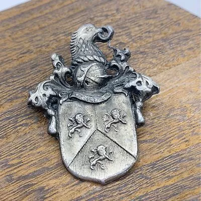 LIDZ Vintage Renaissance Heraldic Shield Brooch Coat Of Arms Crest Eagle Lion • $29.99