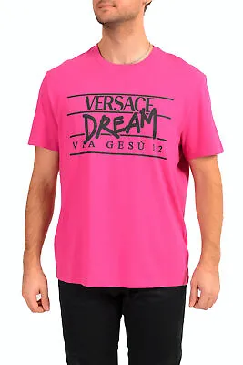 Versace Men's Mitchel Fit Purple Logo Print Short Sleeve Crewneck Shirt • $149.99