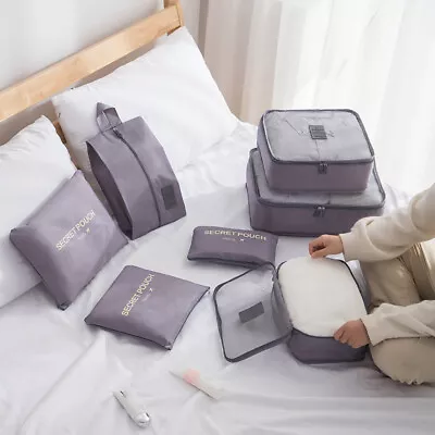 $19.99 • Buy 7Pcs Packing Cubes Travel Pouches Luggage Organiser Clothes Suitcase Storage Bag