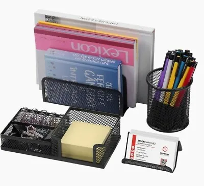 £8.99 • Buy Mesh Desk Organiser Set, 4 Piece Modern Desktop File Stationery Organizer...