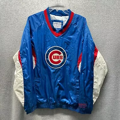 Chicago Cubs Jacket Mens Large Blue Red Pullover MLB Baseball V Neck GIII * • $38.75