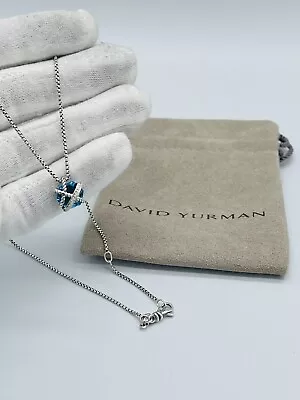 David Yurman Cable Wrap Blue Topaz & Diamonds Necklace 16 -17  • $349.99