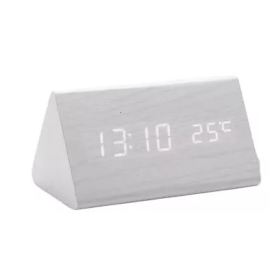 Digital Alarm Clock Wooden Table Desk Bedside LED Clock With Temperature Display • $26.95