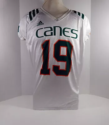 Miami Hurricanes #19 Game Used White Practice Jersey XL DP27840 • $59.99