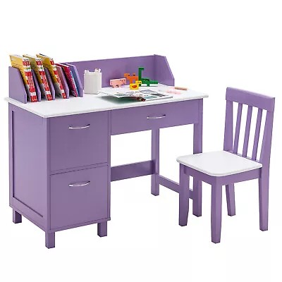 $159.95 • Buy Kids Desk And Chair Set Wooden Children Student Learning Study Table W/Drawer