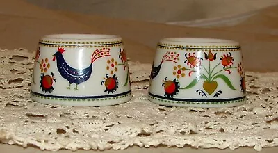 Pair Pennsylvania Dutch Egg Cups Amish Design Vintage • $10