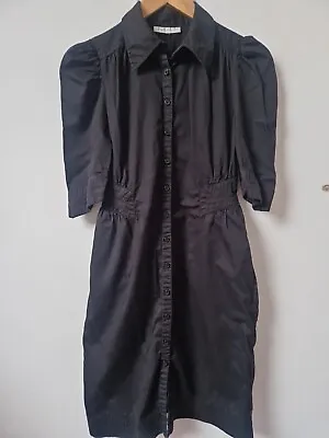 M By Madonna Shirt Dress Black Fitted Button Up Size 8 H&M • $24.88