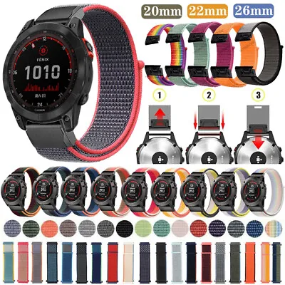 Quickfit Nylon Watch Band Strap For Garmin Fenix 7 7X 7S 5 5X 5S 3HR 6 6X 6S Pro • £8.27