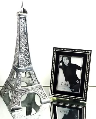 Wedgwood With Love Noir Vera Wang 4x6 Picture Frame Black & Silver Tone • $43.33