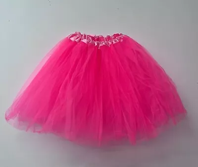 £7.99 • Buy Womens Hot Pink Race For Life Fancy Dress Hen Party Dance Long 3 Layer Tutu 