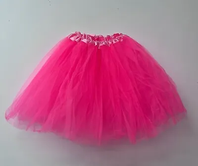 Womens Hot Pink Race For Life Fancy Dress Hen Party Dance Long 3 Layer Tutu  • £7.99