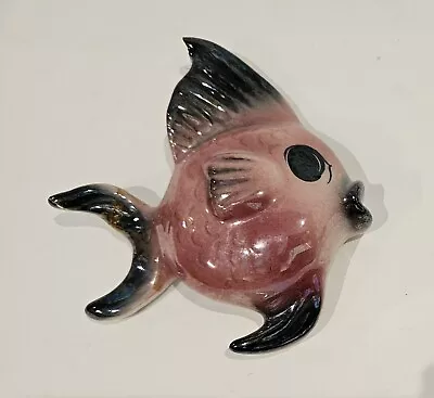 Vintage CERAMICRAFT Pink Wide Eye  3.5 In. Wall Pocket Plaque • $25