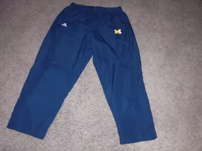MICHIGAN WOLVERINES Blue Adidas Clima Lite SWEATS Sweat Pants Men's L Zip Cuffs • $17.16