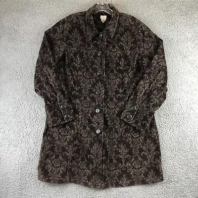 J. Jill Velvet Corduroy Jacket Shacket Womens Large Brown Floral Damask • $10