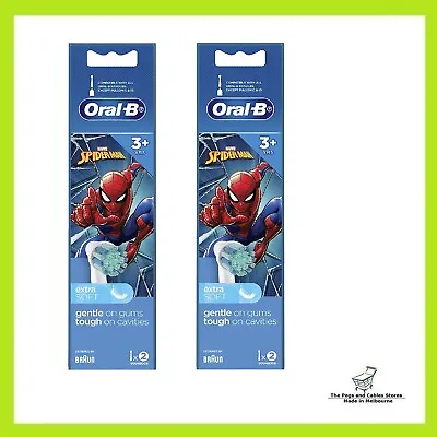 $30 • Buy Oral-B Stages Kids Spiderman 3+ Years Toothbrush Heads Refills (2 X 2 Pack) 