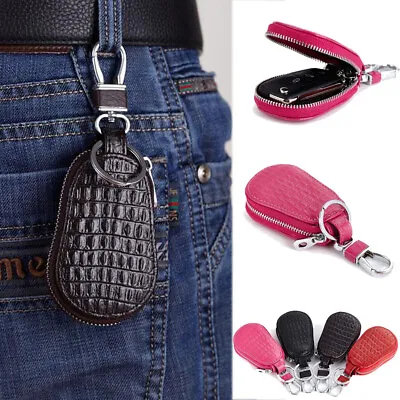 Leather Smart Remote Car Key Fob Case Cover Zipper Wallet Keychain Holder Bags • $8.96