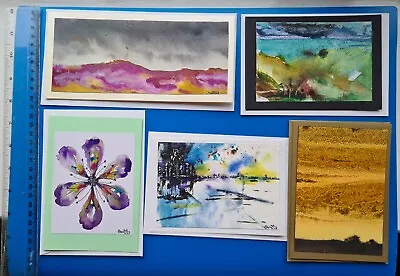 £4.50 • Buy Handpainted Unique Original Greetings Cards Blank Inside 5 Cards With Envelopes 