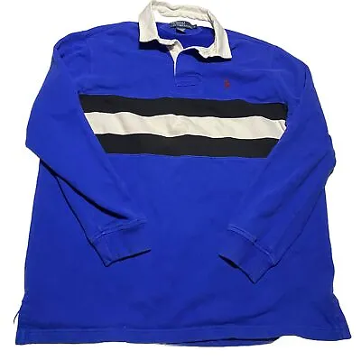 Vintage Polo Ralph Lauren Rugby Shirt Mens Large Blue AB9 • $55