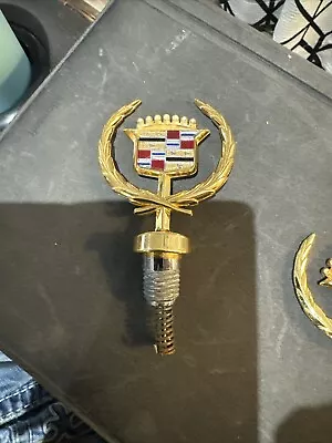 Vintage Cadillac Car Automobile - Gold Hood Emblem Ornament • $74.95