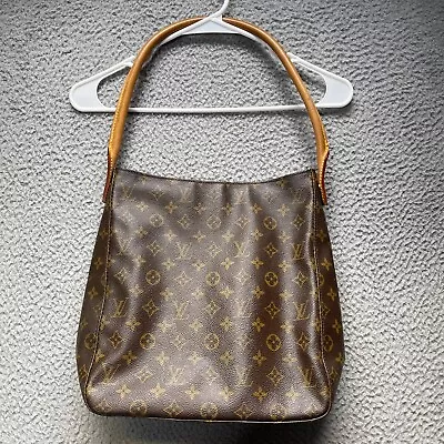 Vintage Louis Vuitton Looping Brown Monogram Shoulder Bag Handbag M10030 • $399.95