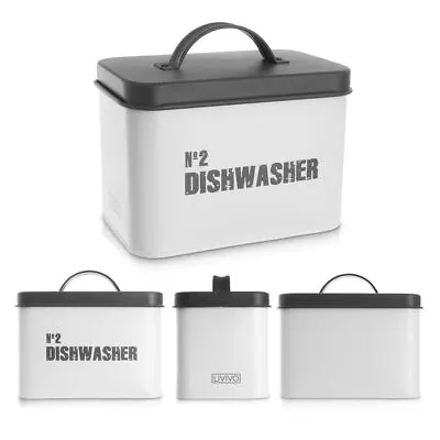 Dishwasher Storage Box Tablet Metal Laundry Washing Kitchen Container Powder Box • £8.94