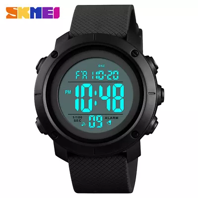 SKMEI Digital Movement Men Watch 5ATM Waterproof Sports Wrist Watch PU Band W8J4 • $16.69