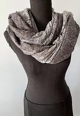 Large 100% Viscose 33”x 70” Scarf  Shawl Paisley  Grey • $12.80