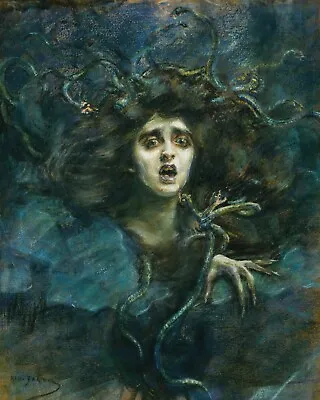 Medusa Vintage Art Print - Greek Mythology - Real Canvas Art - Giclee Print • $13.49