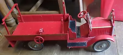 1920s ANTIQUE KEYSTONE 28  LARGE TOY FIRE TRUCK METAL RED RESTORED RARE VTG OLD • $1000