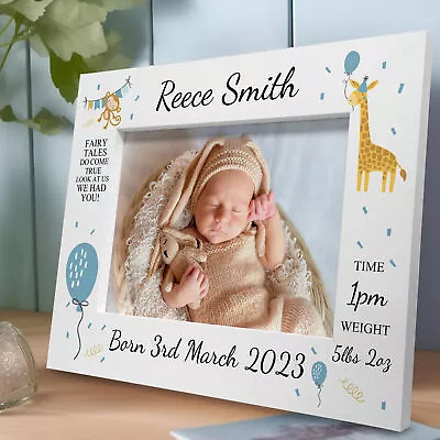 £9.99 • Buy Personalised Baby Gift Photo Frame Birth Details Nursery Decor Baby Boy Gifts