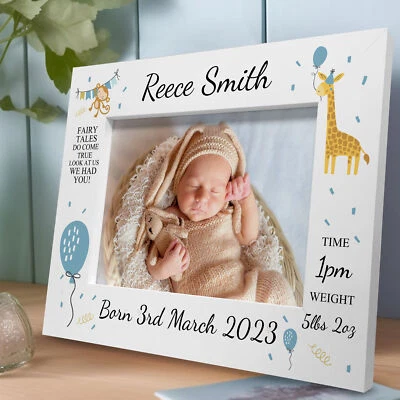 £9.99 • Buy Personalised Baby Gift Photo Frame Birth Details Nursery Decor Baby Boy Gifts