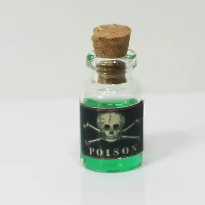 Dollhouse Miniature Glass Bottle Of Green Faux Poison For Halloween • $4.99