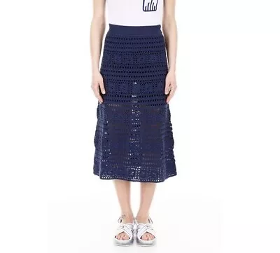 $150 • Buy STAUD Navy Blue Crochet Marlin Midi Skirt