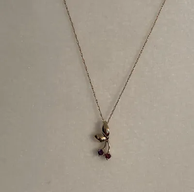 10K Yellow Gold 19” Necklace With 9K Purple Pink Stone 1.5” Pendant 1.50g • $120