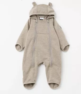 Polarn O Pyret POP Soft Shell Waterproof Baby Pramsuit Brown Taupe Snowsuit • £15