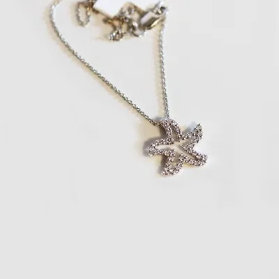 ROBERTO COIN NEW 18K White Gold & Pave Diamond Starfish Pendant Necklace • $1144