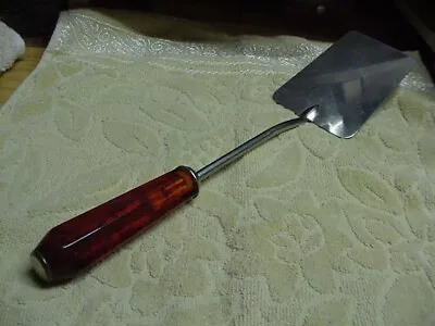 UNUSUAL Vintage Long Spatula/Flipper BIG Amber-colored Bakelite STAINLESS STEEL • $37.99