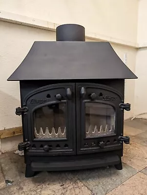 Used Stove Villager Approx 8kW Black 2 Doors Woodburning Canopy • £350