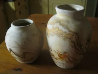 Vintage Nemadji Clay Pottery Vases Indian Head On Bottom Brown And Orange Swirl • $0.99