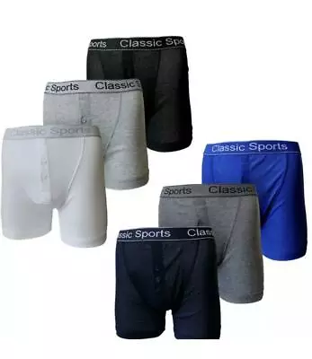 Men's Classic Sports 3 & 6 Pack Cotton Lyrca Hipster Boxer Shorts Assorted S-2XL • £10.50